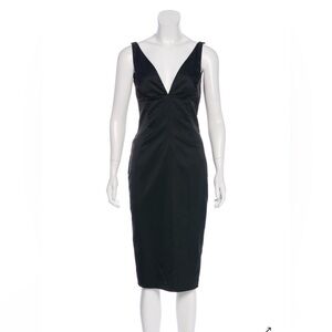 Black Plunge Neck Sleeveless Sheath Midi Dress D&G though label removed